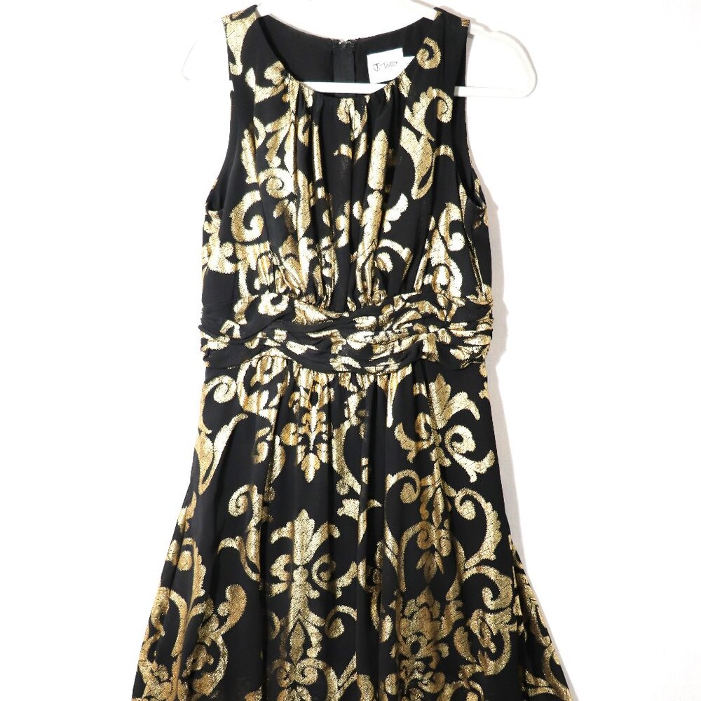 J Taylor Dress - Size 8 - Black with Golden Design